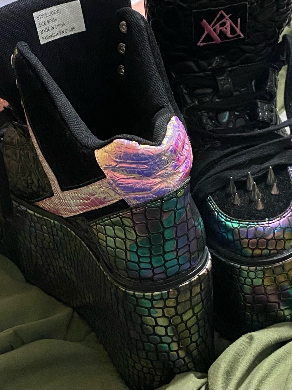 Oil slick studded Platform Sneakers — YRU